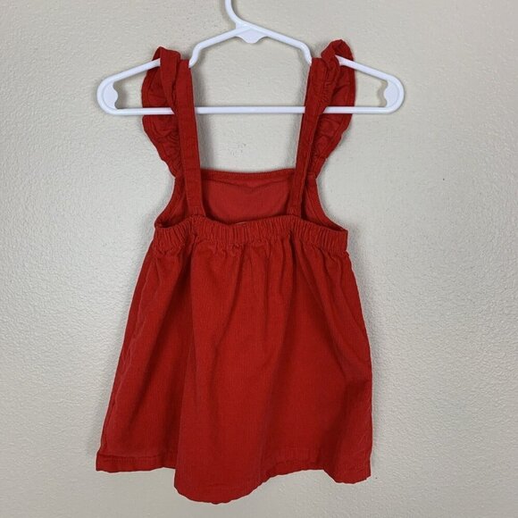 Cat & Jack Corduroy Dress Red Sleeveless Ruffle Sleeve Baby Girls 12 Months - Picture 3 of 10